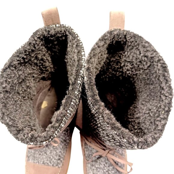 Madden Girl Cozy Cabincore Sherpa Lined Tweed Rustic Ankle Boots Womens Sze 8.5 - Picture 7 of 10